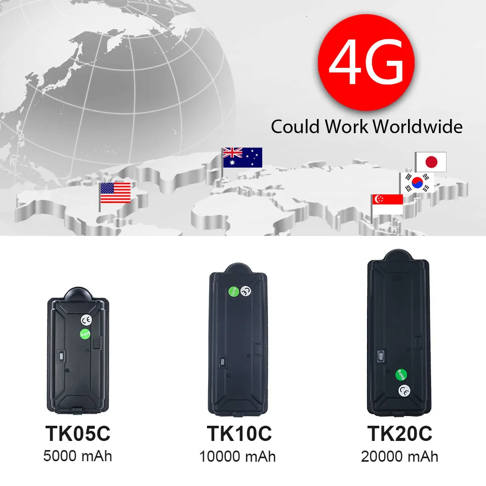 Nekustamā 4G LTE), GPS Tracker TK20C Pasaules Izmantot 20000mAh Liels Akumulators Ūdensizturīgs Magnēts Rokas Signālu Reālā Laika Uzskaites Karti visā Pasaulē