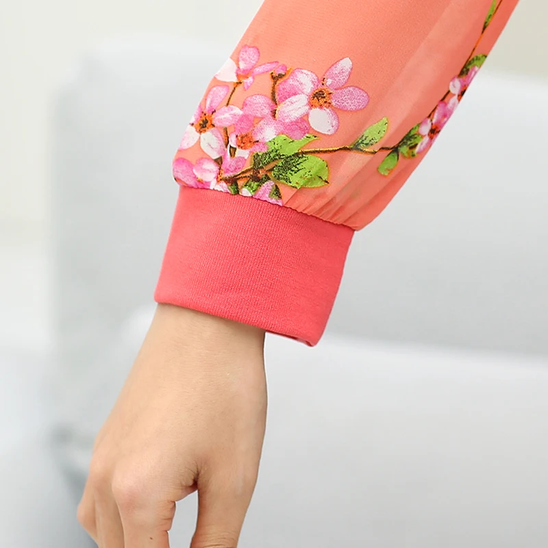 New Augstas Kvalitātes Modes Sieviešu Šifona Krekli Ar Garām Piedurknēm Blūzes Plus Lieluma Māte Apģērbu Dāma Ziedu Džemperi, Topi