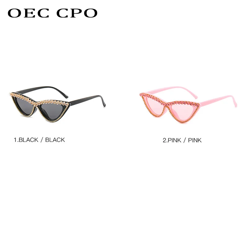 OEC CPO Rhinestone Cat eye Saulesbrilles Sieviešu Modes Kristālu Briļļu Sieviešu Zīmolu Brilles UV400 O585