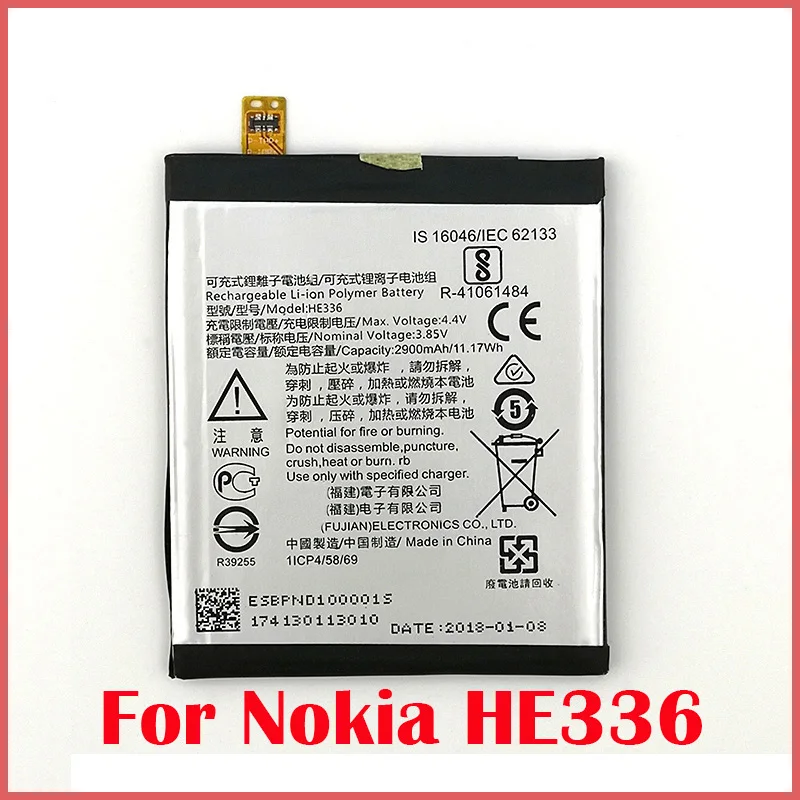 Oriģināls 2900mAh HE336 HE321 Akumulatoru 5 Nokia Dual SIM (TA-1053 DS) Tālrunis New Augstas kvalitātes Akumulatora+Izsekošanas numuru