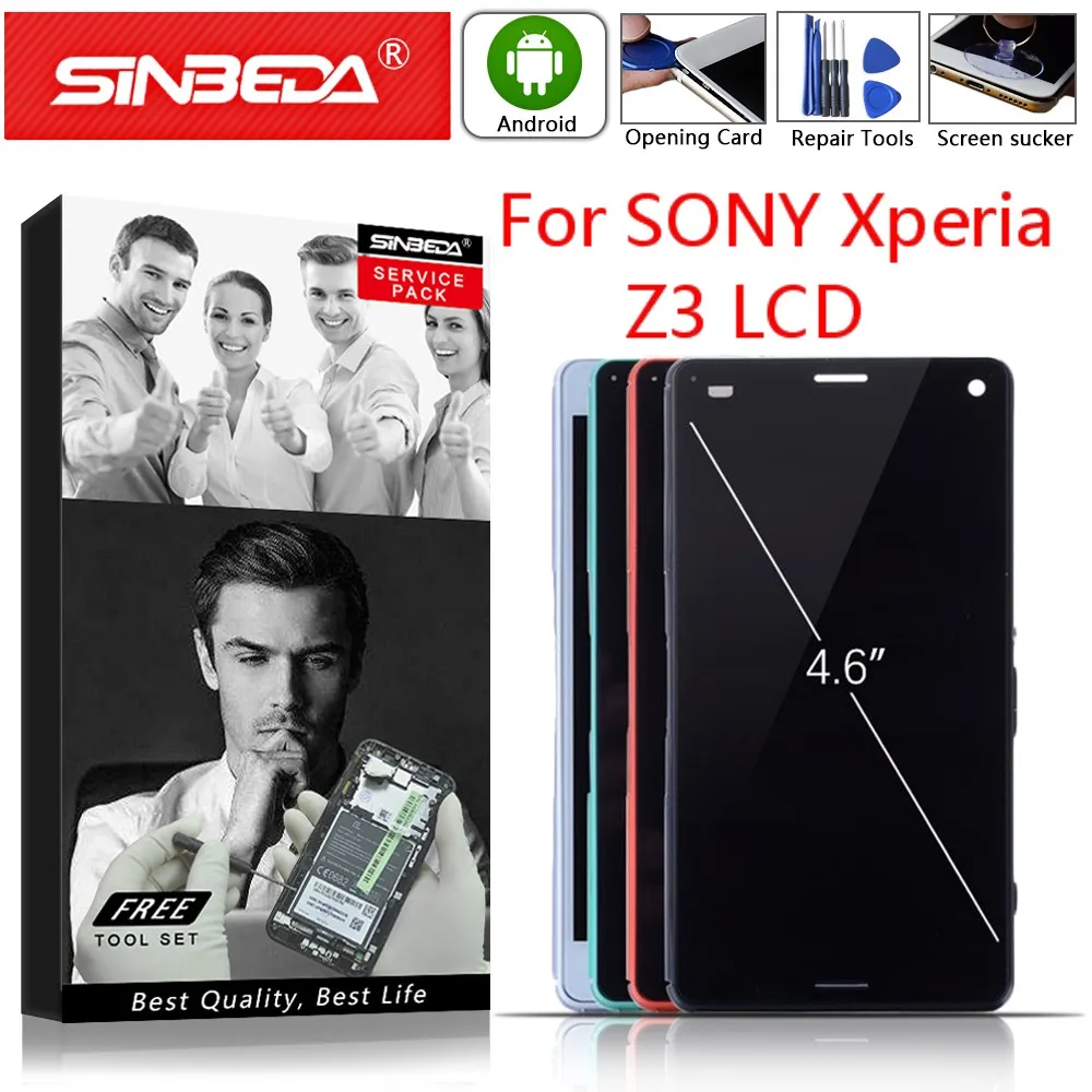Oriģināls SONY Xperia Z3 Kompakts LCD Displejs, Touch Screen ar Rāmi D5803 D5833 Z3C SONY Xperia Z3Mini LCD Remonts Daļa