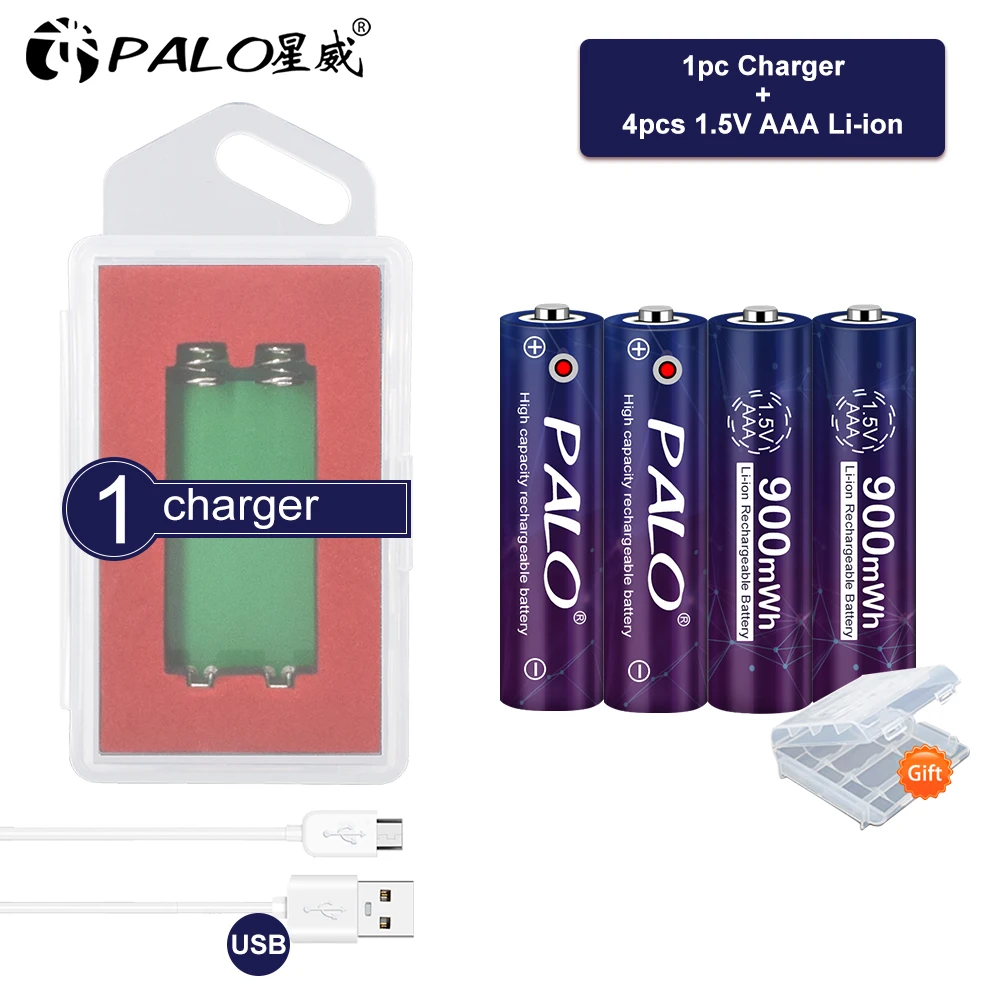 PALO 1,5 V Li-jonu AAA Uzlādējamās Baterijas 900mwh AAA 1,5 V litija Uzlādējams Batery Led Gaismas Rotaļlietas MP3
