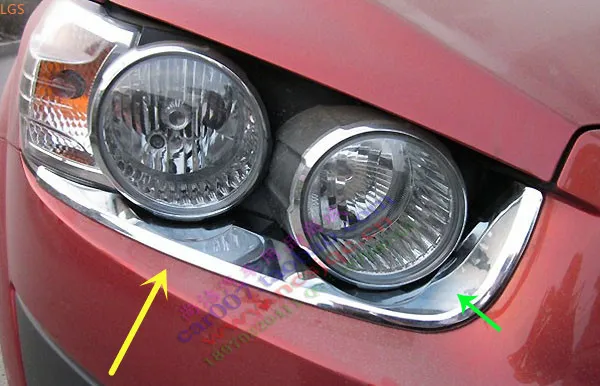 Par Chevrolet AVEO 2011. - 2013. gadam Augstas kvalitātes ABS Chrome, pirms lukturu dekoratīvu rāmīti anti-scratch aizsardzības auto piederumi