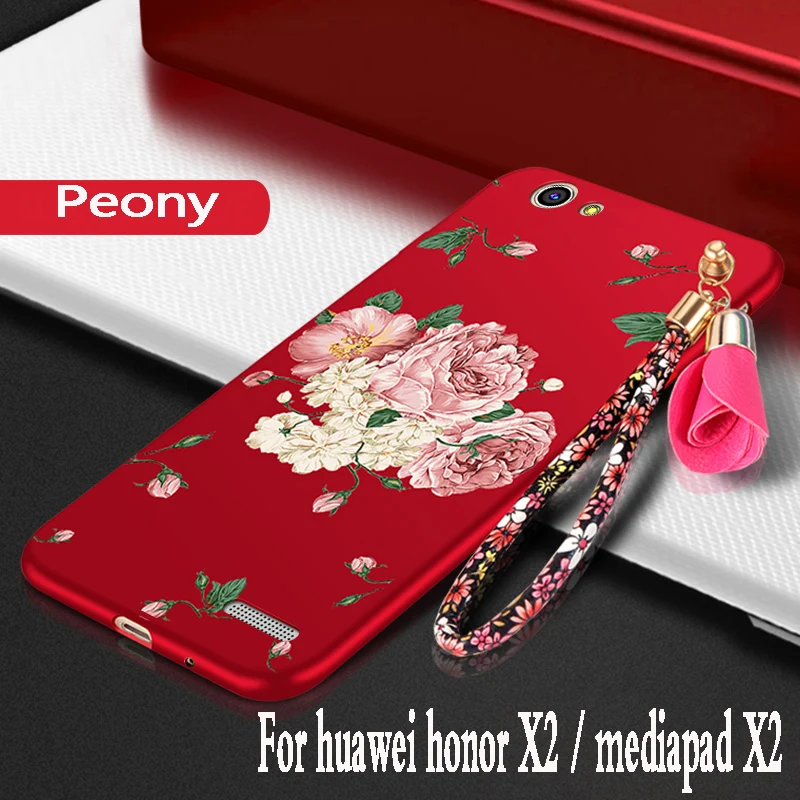 Par huawei mediapad x2 Gadījumā silīcija 7.0 luksusa fundas aizsargs mobilo tālruni somā huawei honor x2 mediapad x2 Segtu Ziedu 3D