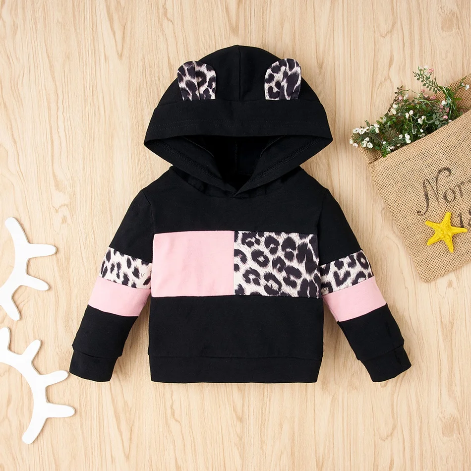 PatPat Jaunas Ielidošanas Rudenī un Pavasarī Baby Girl Salds Leopard Bērnu Komplekti, Krāsa Melns Daudzām Mazuļa Apģērbs