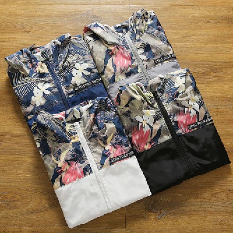 Pavasarī un Rudenī jaunu sporta jakas rāvējslēdzēju gadījuma korejiešu stilā maskēties ziedu jaka vīriešu streetwear outwear