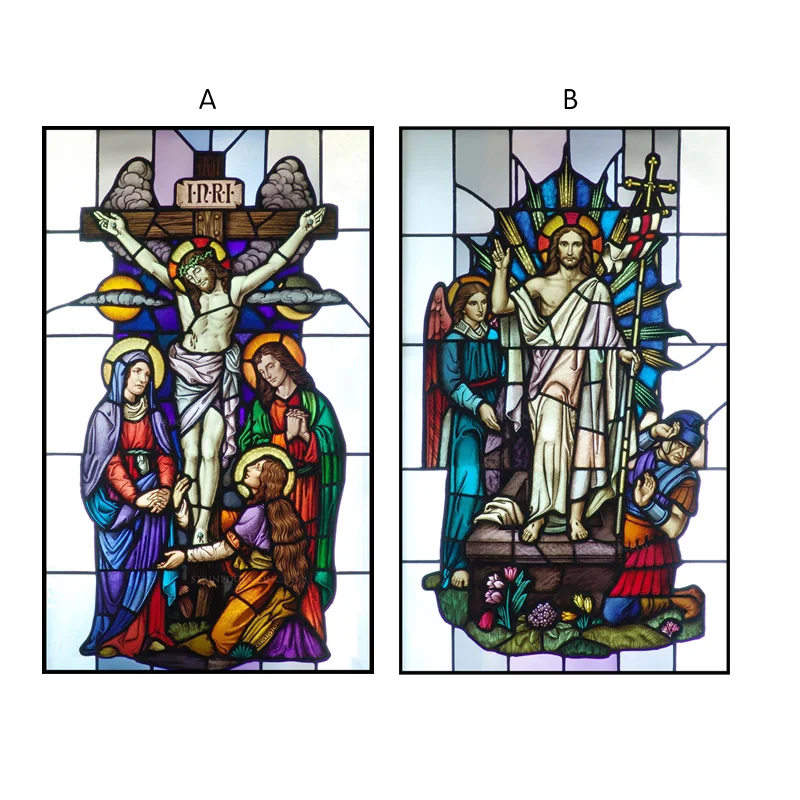Pašlīmējošās dekoratīvās/statiskā piekļauties matēta iekrāso kontinentālās logu plēves var darīt pielāgoto izmēru Jēzus krustā Sišanu/Kristus