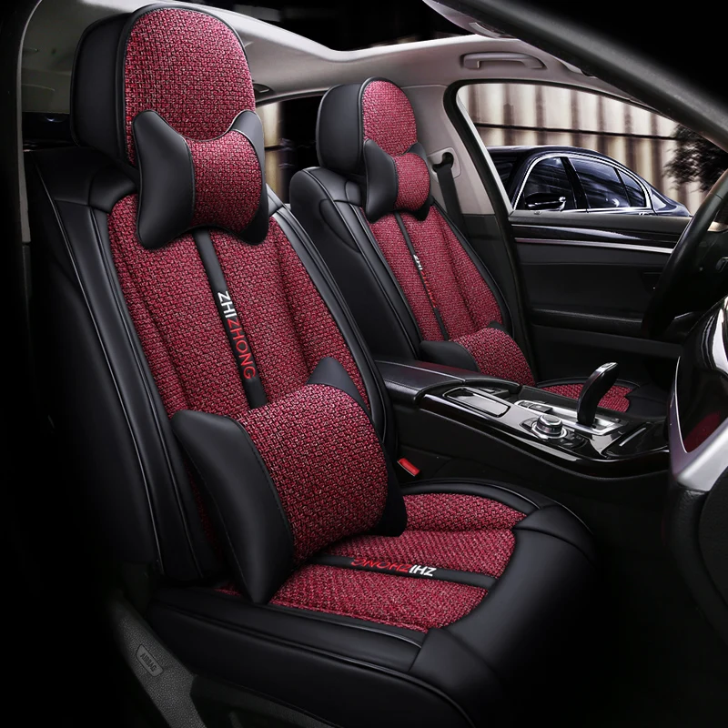 Pilnīgu Pārklājumu PU Ādas automašīnas sēdekļa vāku linu šķiedras auto sēdekļu pārvalki Toyota CAMRY CELICA CH-R COROLLA CORONA