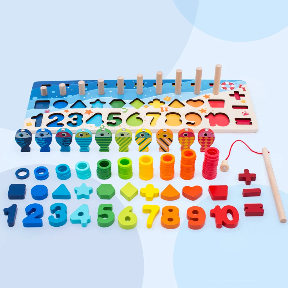 Pirmsskolas Koka Montessori Rotaļlietas Skaits Ģeometriskas Formas Izziņas Spēles Bērnu Agrīnās Izglītības Mācību Līdzekļi Matemātikas Rotaļlietas Bērniem
