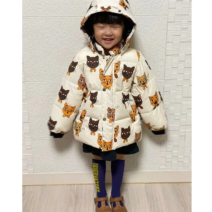 PRIEKŠSĒDĒTĀJA 2020 Jaunas Ziemas Bērni Sabiezēt Jaka Zēniem Meitenes Gudrs Kaķis Kapuci Drukāt Silts Mētelis Baby Bērnu Modes Outwear Drēbes