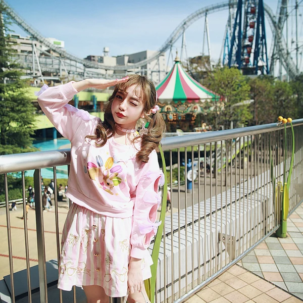 Princese sweet lolita džemperis BOBON21 Japāna GA Macarons sharawadgi loku dobi piedurknēm džemperis trušu T1350