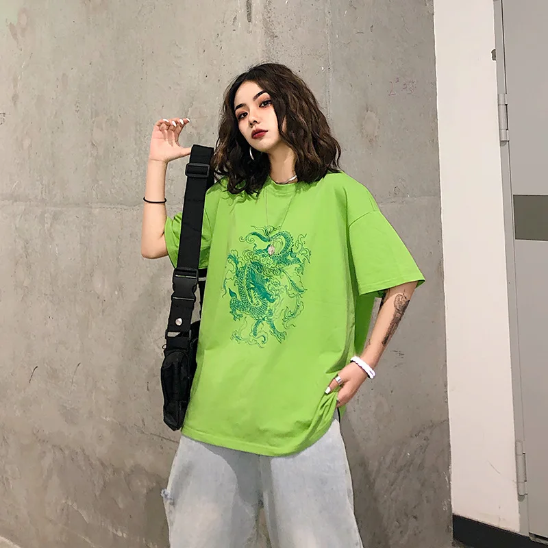 Pūķis Iespiests T Krekls 2020. Gada Vasaras Harajuku Ielas Valkāt Personalizētu Sieviešu Apģērbu Dāmas Īsām piedurknēm Gadījuma Zaudēt Top Tees