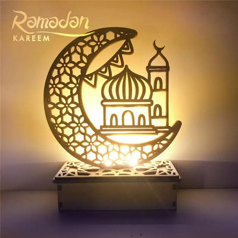 Radošā DIY Roku darbs, Koka Moon Star Ramadāna Kareem Mubaraks LED Apgaismojums Kulons Sadzīves Puse Festivāls, Amatnieku Piederumi