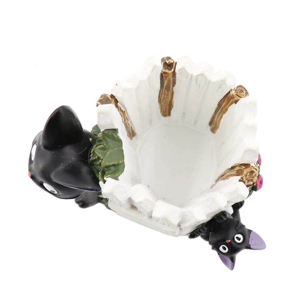 Radošā Mini Melnais Kaķis, Sulīgs Zaļā Puķu Pods Mikro Ainavu Podos Office Home Dārza Pasaka Wonderland Apdare