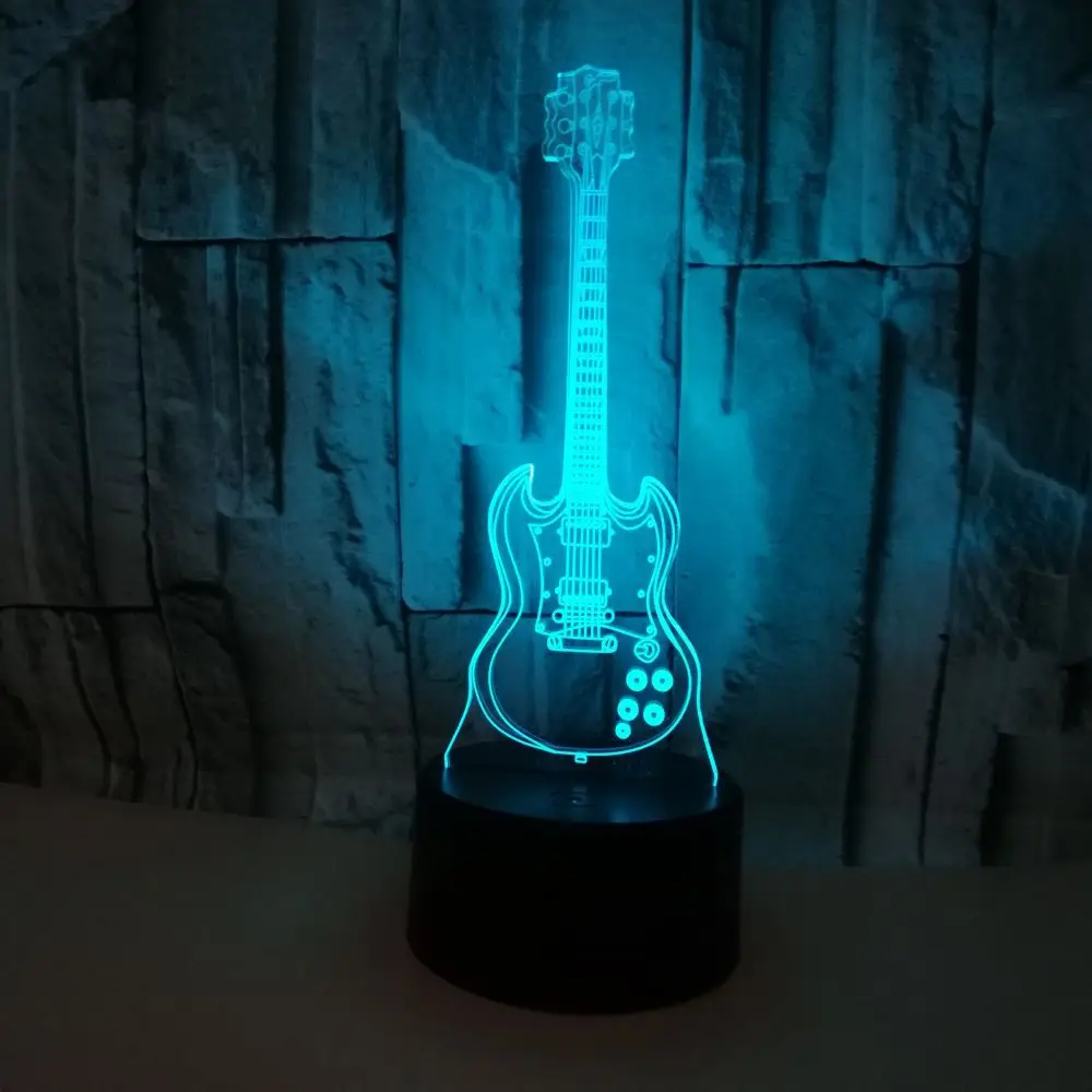 Radošā Ģitāra 3d Nakts Deco Lampu ColorfulGift Atmosfērā Mākslas Usb 3d Led Galda Lampa Remote Touch switch Rūpnīcas vairumtirdzniecības