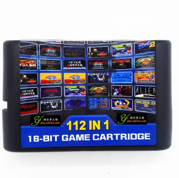Retro 16 bitu MD black kartes 112 1 kasetne mājas spēle konsole Sega