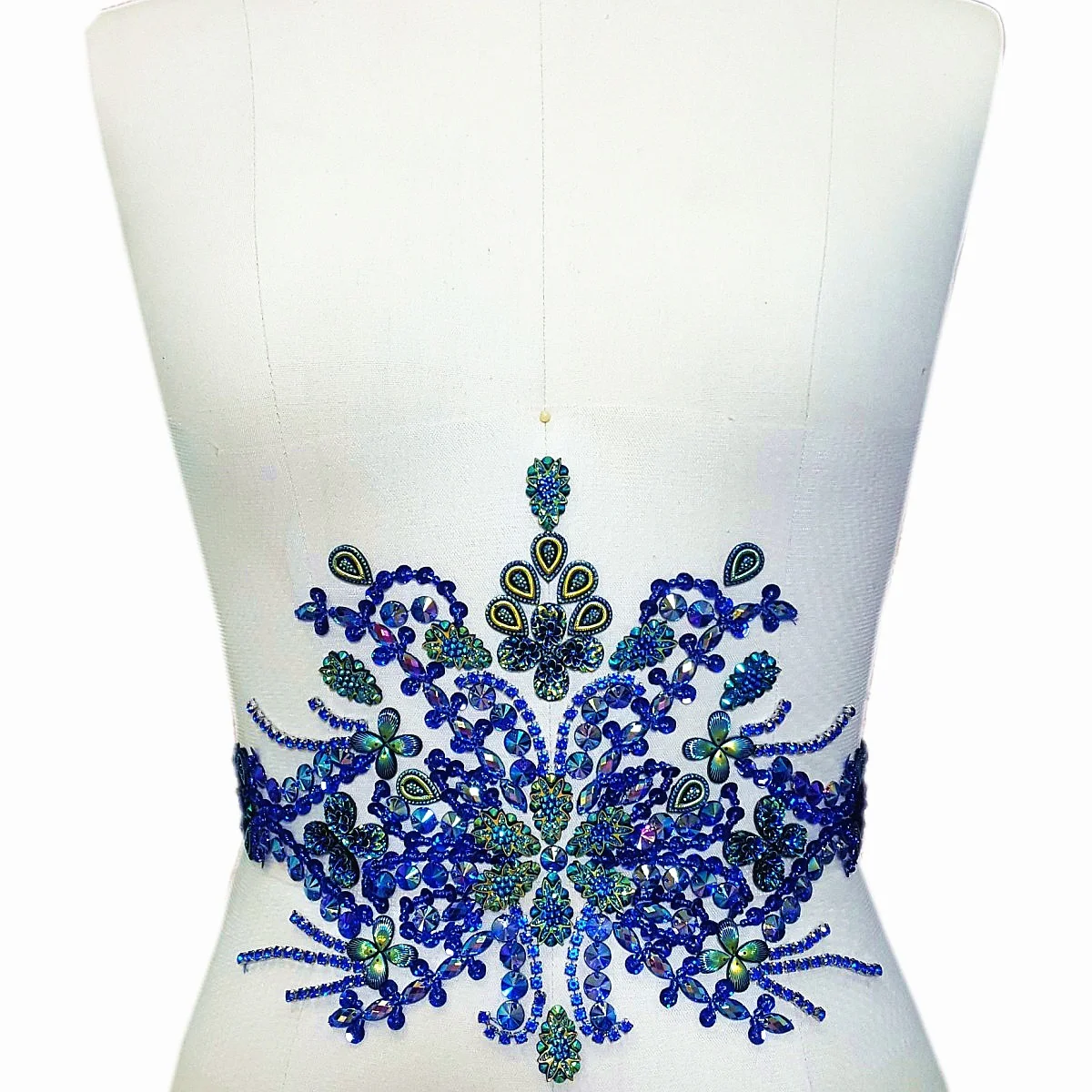 ROKU darbs Fāzēm Diy Royal Zila Kristāla Piešūt Rhinestone Apģērbu Aplikācijas Plāksteri Dizains Vidukļa Jostas Kāzu Kleitu Apdare
