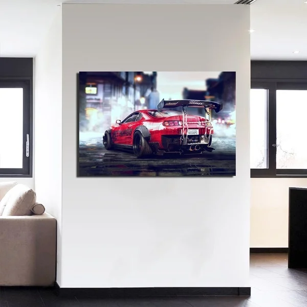 Sacīkšu Mākslas Toyota Supra Sporta Auto Plakātu Sienas Art Attēlus Krāsošana Sienas, Mākslu, viesistaba, Mājas Dekoru (Bez Rāmja)