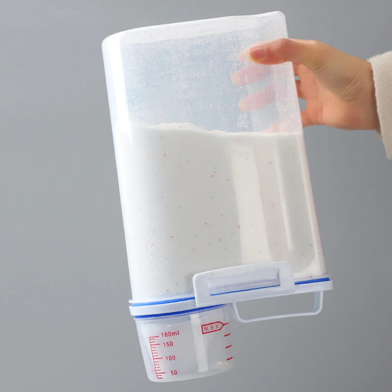 Sadzīves veļas mazgāšanas pulveris uzglabāšanas kaste Portatīvo lielu plastmasas ar mērīšanas kauss rīsu uzglabāšanas pudele veļas pulveris lodziņā mx3211054