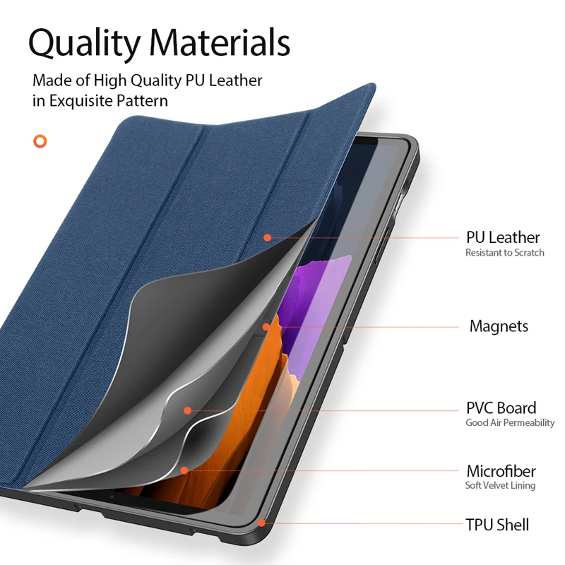 Samsung Tab S7 Plus Gadījumā Trifold Smart Miega Flip Ādas Cilnes S7 būtiska Piedurknes ar Zīmuļa Turētāju Dux Ducis