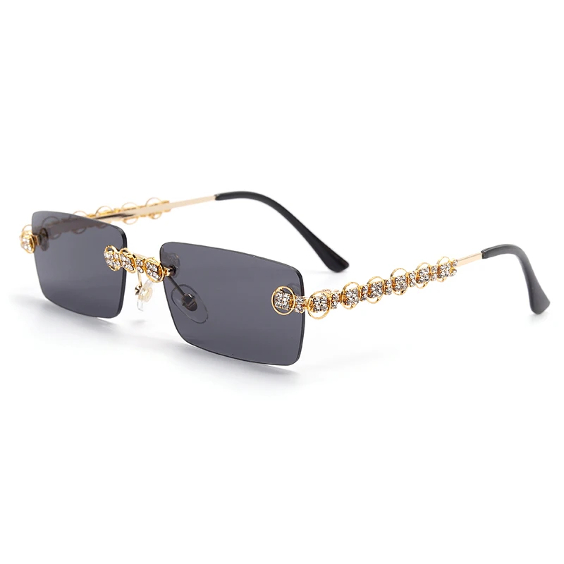 Sievietes bez apmales Dimanta Saulesbrilles 2020. Gadam Taisnstūra Steampunk Saules Brilles Kristāla Vintage Rhinestone Brilles Brilles UV400