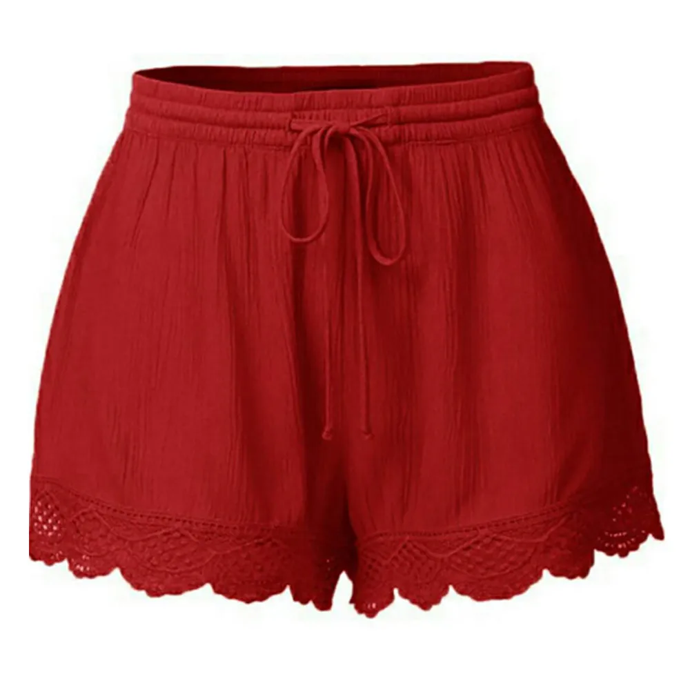 Sieviešu īsās bikses-šorti vasaras Modes Mežģīņu Plus Lieluma Virvi Sasiet Izdilis Bikses Sporta Bikses Gadījuma bikses, džinsa krāsa