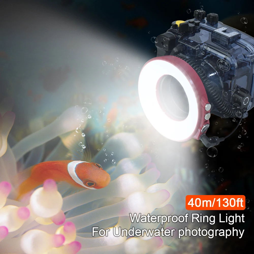 SL-108 Flash Kameras Gredzens Gaismas Ātrumu Zemūdens 40m 67 mm Interfeisu, 3 Krāsu Gaismas Lampas ar Jaunu Ierodas USB Maksas