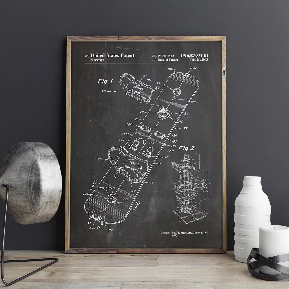 Snovborda patentu,Snovborda sienas māksla ,Sniega Slēpošanas plakāti, sienas dekori,vintage print,blueprint, dāvanu idejas,Sporta Rotājumi