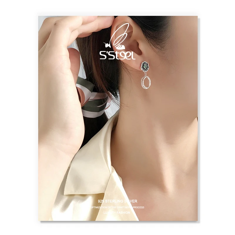 S'STEEL Dizaineru Auskari 925 Sterling Sudraba Dorp Auskari Sievietēm Ģeometriskā Zircon Earings Jaunu Piederumi Joyas Juvelierizstrādājumi