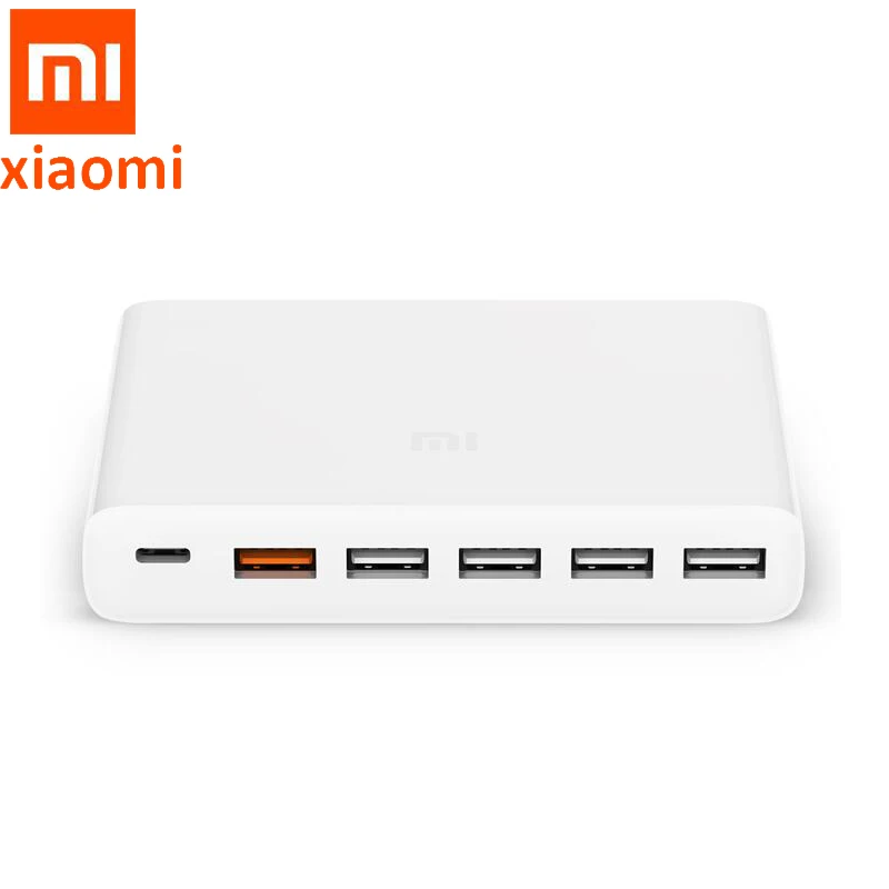 Sākotnējā Xiaomi Mi USB-C 60W Lādētāja Tips-C & USB-6 Ostas Izejas Dual QC 3.0 Tālruņa Ātro Lādētāju 18W x 2 + 24W (5V=2.4 MAX)