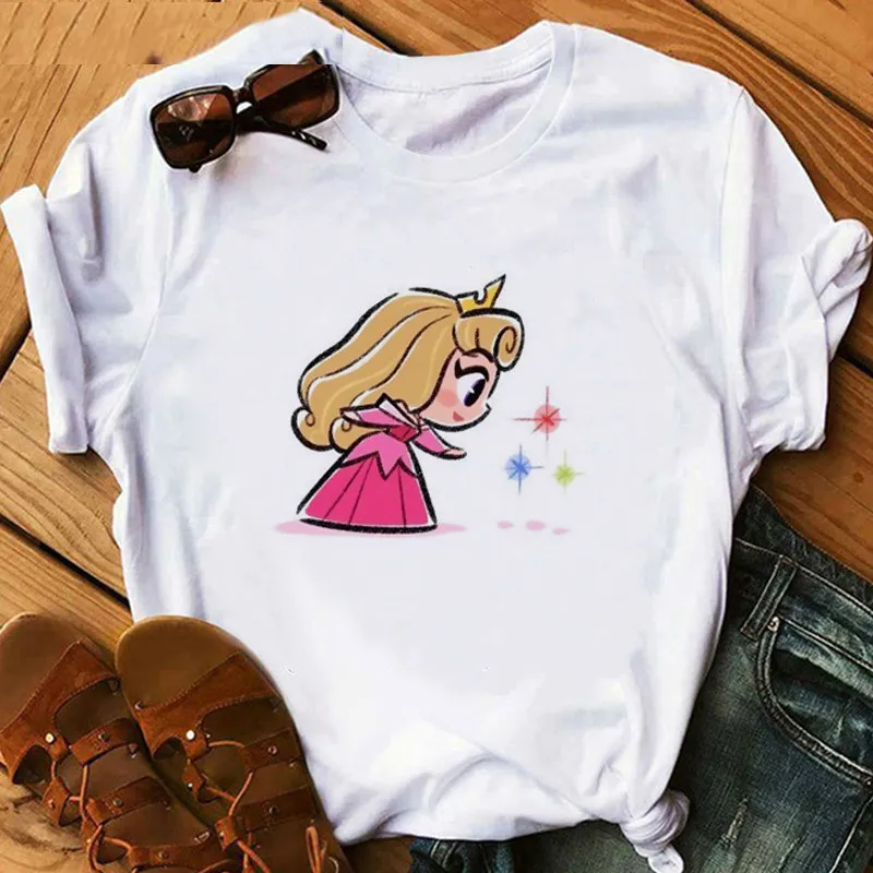 T-krekli 2020. gadam Cute Princese Mazā Nāriņa Smieklīgi Karikatūra Izdrukāt O Kakla Zaudēt Vasaras Īso Harajuku Kawaii Streetwear Top Apģērbs