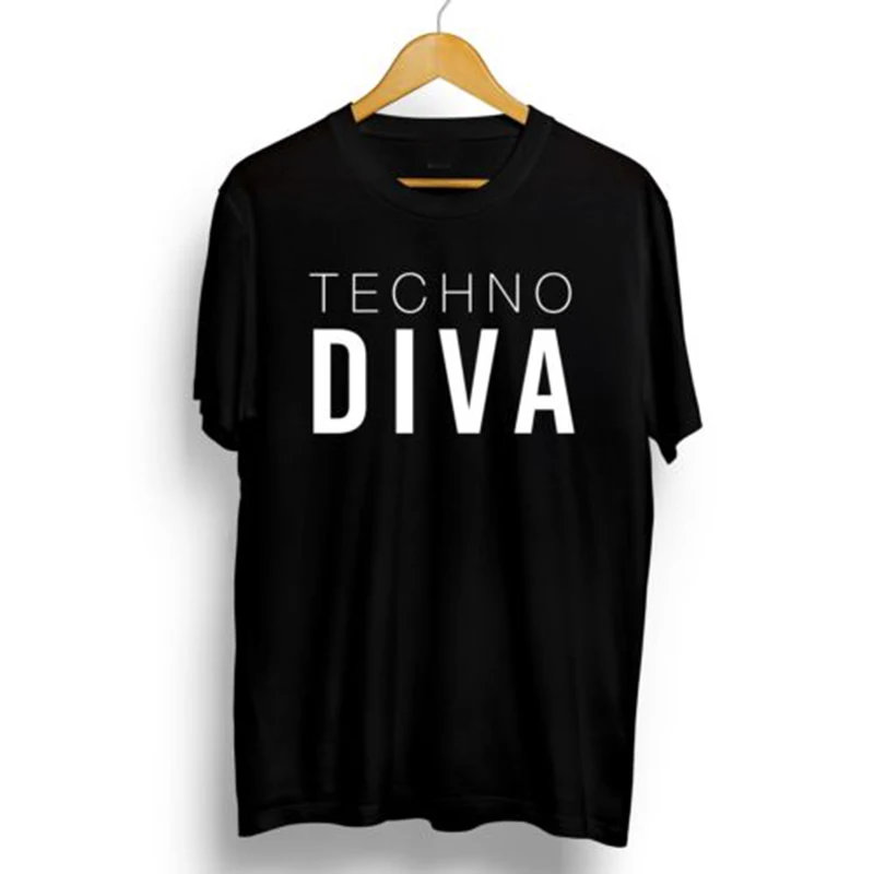 T Krekls Techno Apģērbu Diva T Krekli Plus Lieluma Galotnēm Radošo Diva Techno Gothic Mūzikas Grafikas Tees Sieviešu Modes XS-3XL