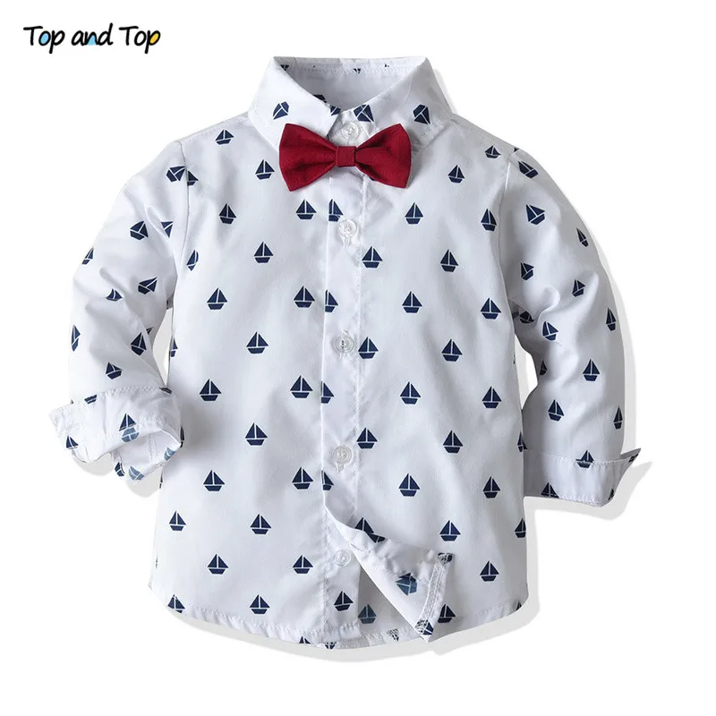 Top un Top Zēni Kungu Apģērbu Komplekts Kokvilnas garām Piedurknēm Bowtie Krekls+Veste+Bikses 3Pcs atbilstoši Bērniem Zēns Ikdienas Apģērbu Komplekts