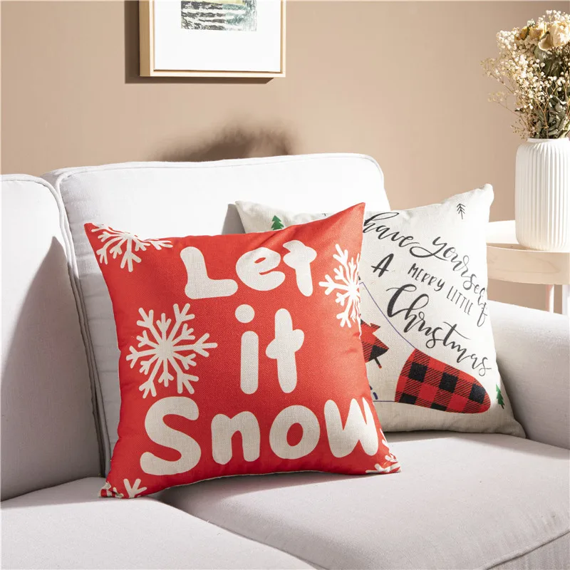 Topfinel Ziemassvētku stilā Spilvenu Pārvalki Iespiesti spilvenu spilvendrānas Dīvāns apdare Veļa Santa Claus, Sniegavīrs dīvāna spilvenu