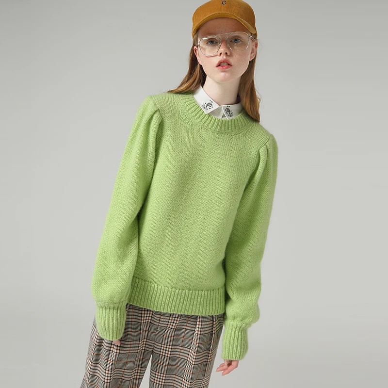 Toyouth Sieviešu Ziemas Pamata Apaļu Kakla Garām Piedurknēm Džemperi Modes Zaļo Krāsu Cieto Džemperis Džemperis