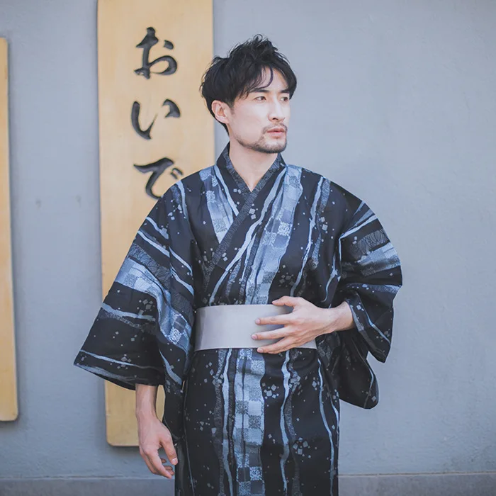 Tradicionālā Japāņu Kimono Yukata Vīriešu Pidžamas Samurai Āzijas Modes Apģērbu Ar Garām Piedurknēm