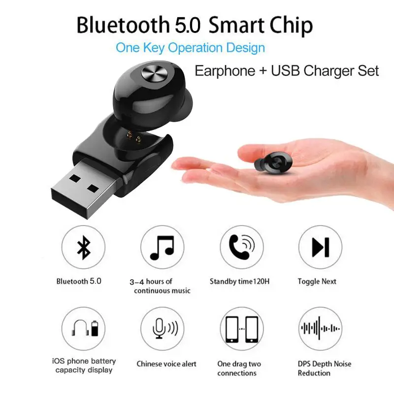 TWS 5.0 Bluetooth Austiņas Bezvadu Stereo HIFI Skaņas Sporta Austiņas, Brīvroku Bluetooth Headphons USB Earbuds