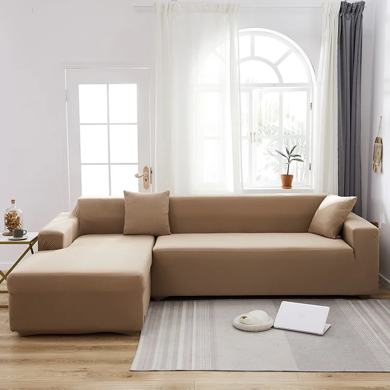 Tīrtoņa krāsu stūra dīvānu pārvalki dzīvojamā istaba elastīgi spandex slipcovers dīvāna pārsegs stiept dīvāns dvieļu L formas ir nopirkt 2piece