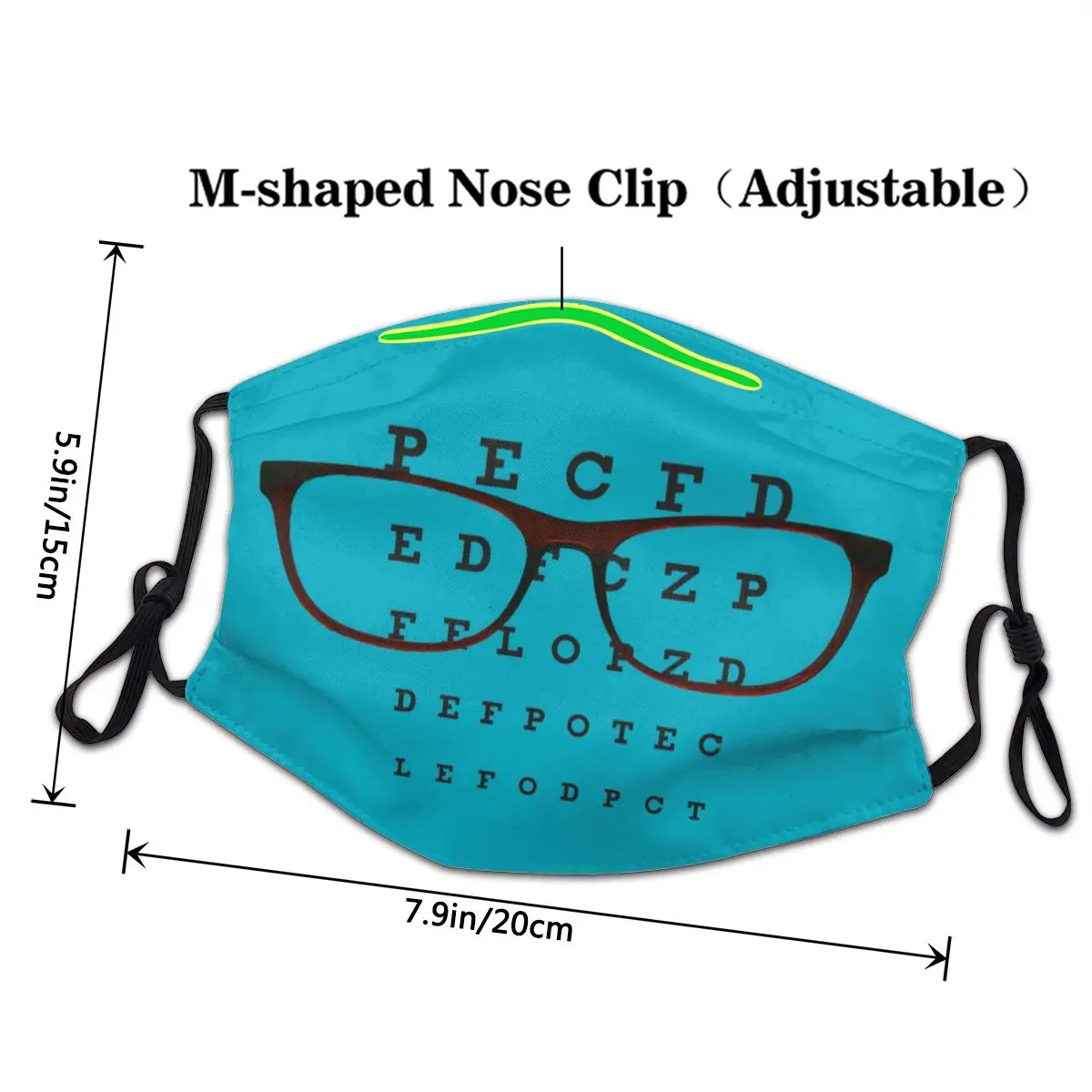 Unisex Pieaugušo Smieklīgi Aizsargbrilles Ar Acu Testa Diagrammas Maska Anti Putekļu Optiķis Optometrists, Aizsardzībai Respiratoru Mazgāt Muti-Purns