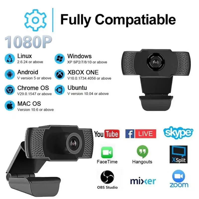 USB Web Cam HD Kamera, 1080p Full Hd Web Kamera Ar Mikrofonu, videokameru, Datoru, Klēpjdatoru PC Gamer Pilnu Video Kameras