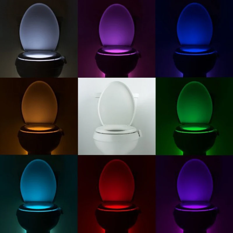 Vairumtirdzniecības 10 komplekti Nakts Gaismas Jaunums Apgaismojuma Sensors Tualetes Gaismas LED Lampas Cilvēka Kustības aktivizē RGB Nakts apgaismojums