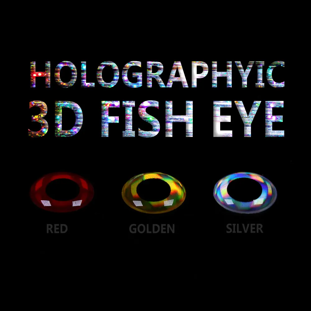 Vampfly 100GAB Zelta Hologrpahic 3D Lido Zivis Sasaistīšana Streamer Ēsmu Zivju Acis Lure Padarot Acis 2 MM līdz 10 mm