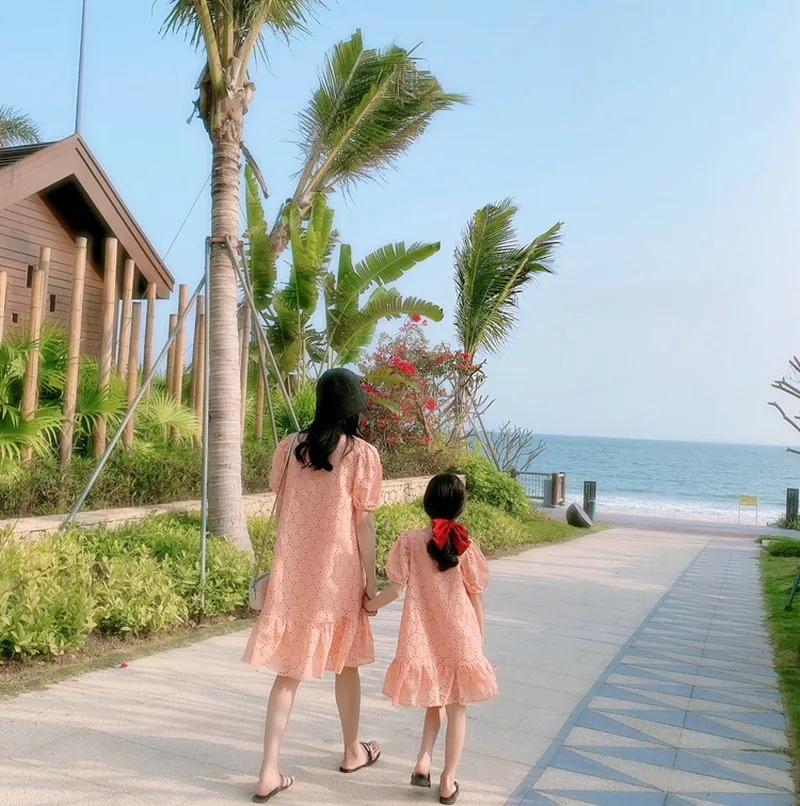 Vecāku bērnu 2020. gada vasarā jaunu korejiešu meiteņu dobi izšūti princešu svārki svētku kleita māte kleita