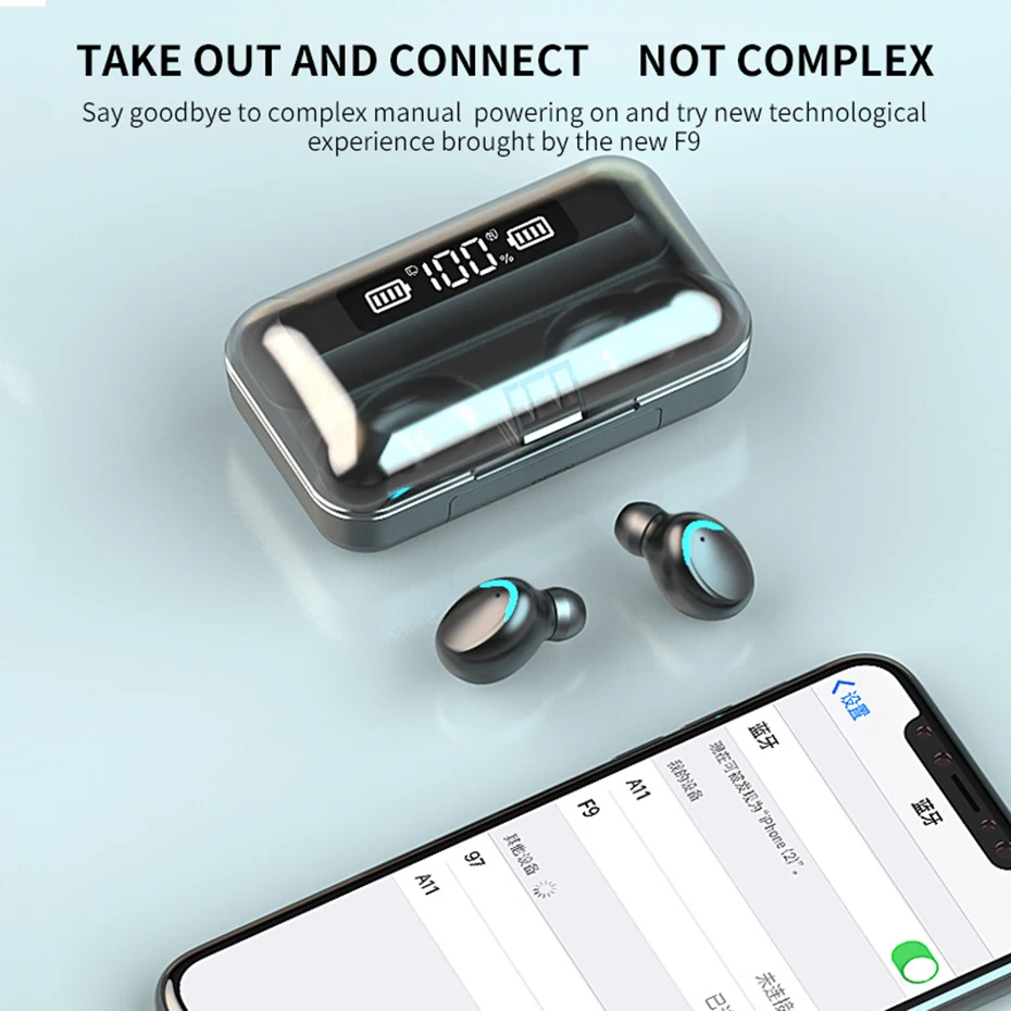 Vir turpinājums WIR 9D Hifi Sporta Bezvadu Austiņas Bass TWS pirkstu Nospiedumu Touch Bluetooth Earbuds Par Xiaomi iphone Ar Mic Ūdensdrošs IPX7