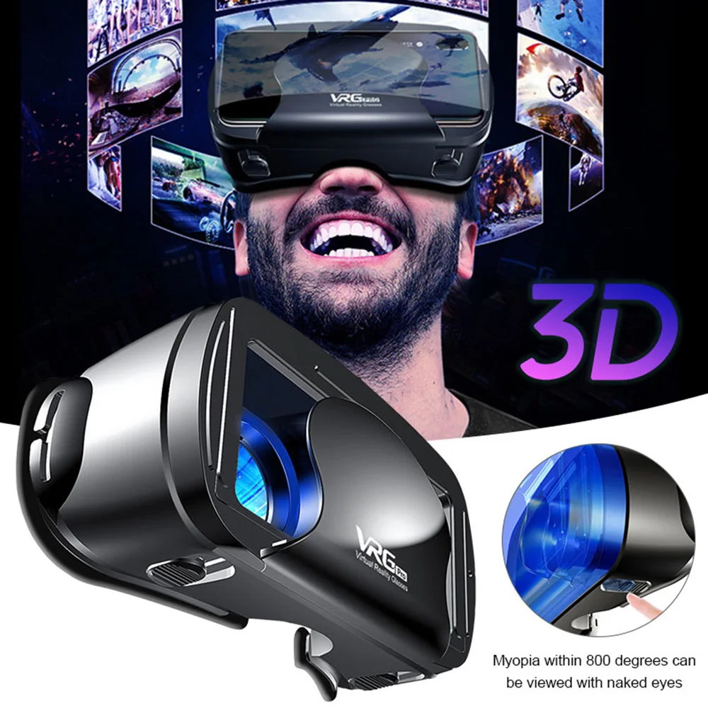 VRG Pro 3D VR Brilles Virtuālo Realitāti, Austiņas Pilna Ekrāna Vizuālo Platleņķa App Video 5~7inch tālruni YouTube mājas Lapā Ierīces