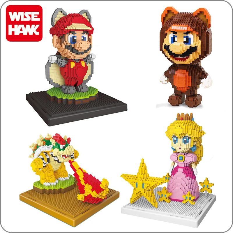 Weagle Super Mario Persiku Princese, Bowser Goundhog Peld Vāvere Mario 3D Modelis Diamond Mini Ēkas Mazo Blokus, Rotaļlietu Kaste nr.