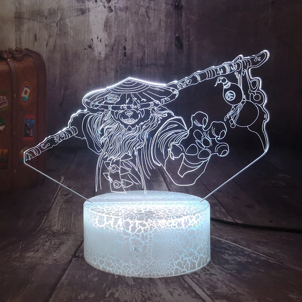 World of Warcraft Migla no Pandaria 3D Ilūziju, LED Nakts Gaisma Crackle Balta Bāze, Galda Lampas Guļamistaba Dekori Ziemassvētku lampas Varoņi