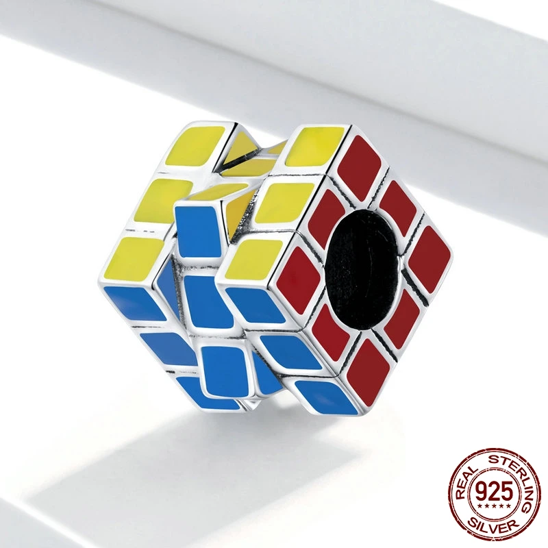 WOSTU Sudraba Jautri Krāsains Cube Šarmu Dzīves Ieraksti Fit Original Sudraba Aproces, Kulonu Rotaslietu izgatavošana BKC1640