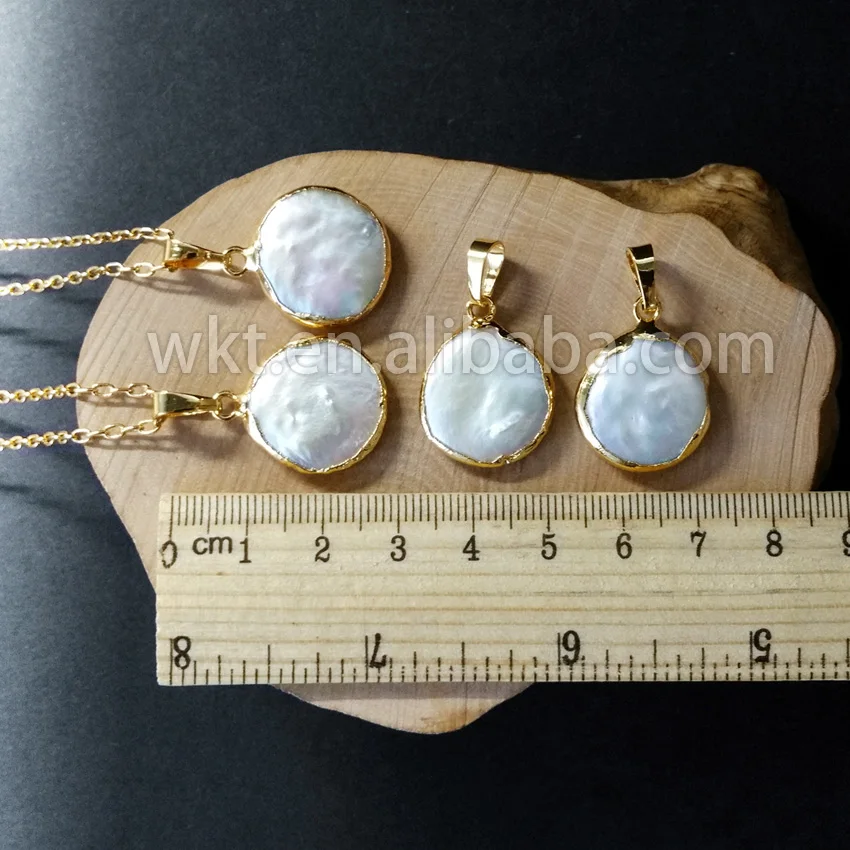 WT-N507 Apburoša kaklarota Dabīgo saldūdens pērli raw apaļa pērle ar 24k zeltu apdare augstā qulaity modes kulons rotaslietas