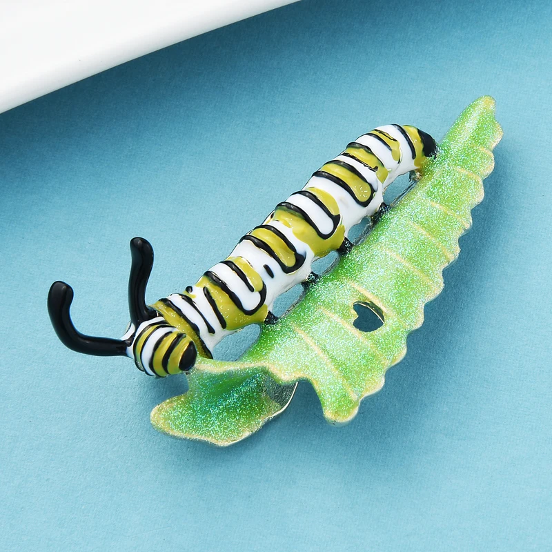 Wuli&bērnu Imperators Caterpillar Lapu Broša Pins Ir 2021. Pavisam Oriģinālu Dizaineru Broša Sirds Formas Eatting ar Caterpillar